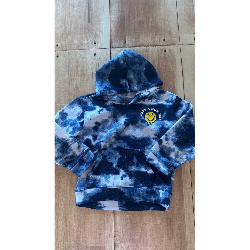 Brooklyn Cloth Boys Blue Tie Dye Melting Smiley Face Hoodie Size 6‎